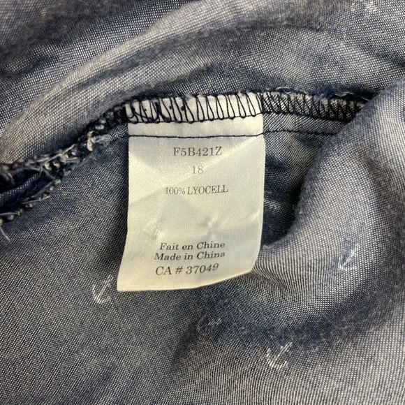 CLAIRE France blue lyocell denim 3/4 sleeves shirt size 18 US anchor pattern - Picture 10 of 12